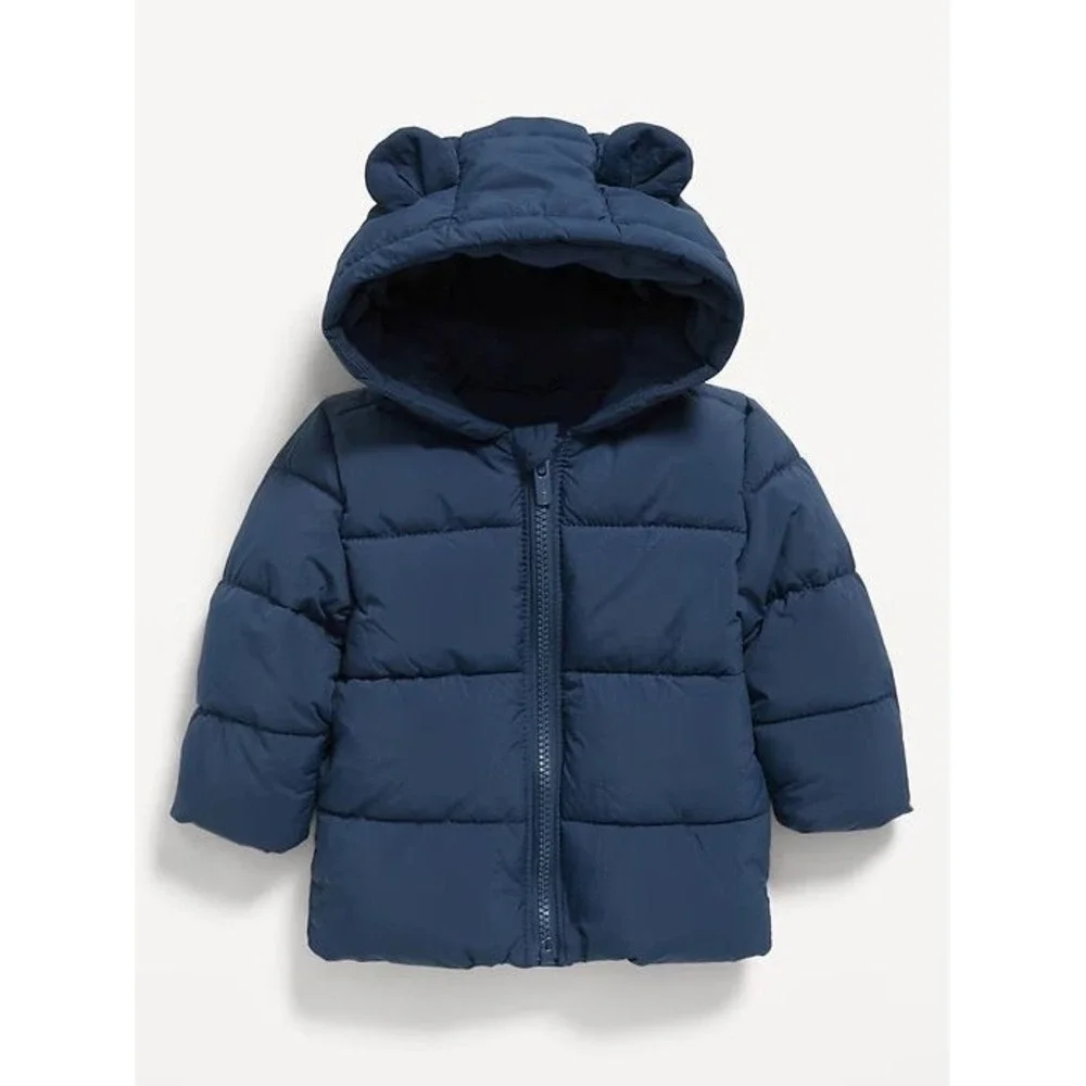 Old Navy Baby Unisex Water Resistant Critter Puffer Jacket - Blue - 12/18 Months